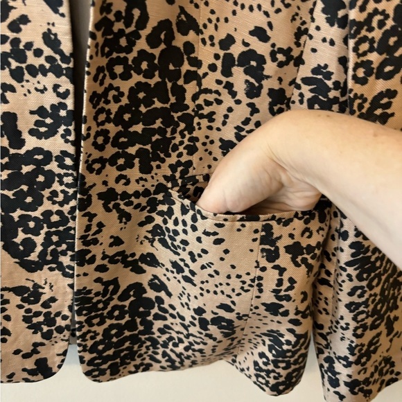 J. Crew Leopard Print Going Out Linen Blend Collarless Blazer - Picture 4 of 8